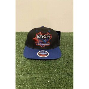 Depaul Blue Demons hat cap snap back black blue basketball Vintage Y2K mens